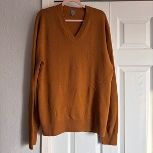 TSE 100% Pure Cashmere V-Neck Sweater in Golden Orange Yellow